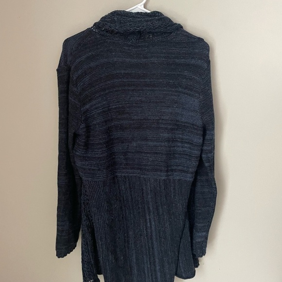 Simply Natural Dark Blue Alpaca Wool Cardigan Sweater with Shawl Collar - Picture 6 of 6